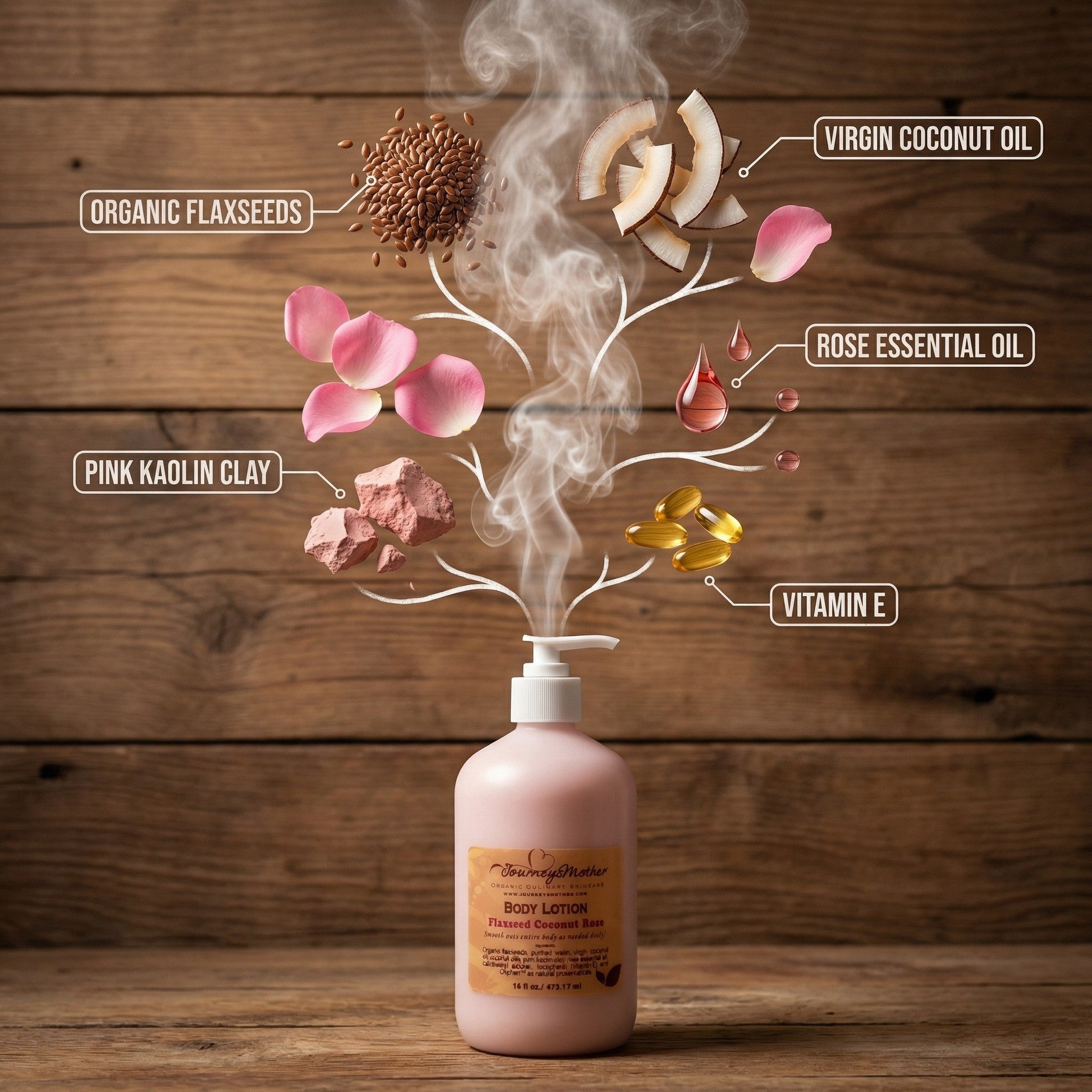 Flaxseed and Coconut Rose Body Lotion - Journey's Mother Beauty Health and Fitness
