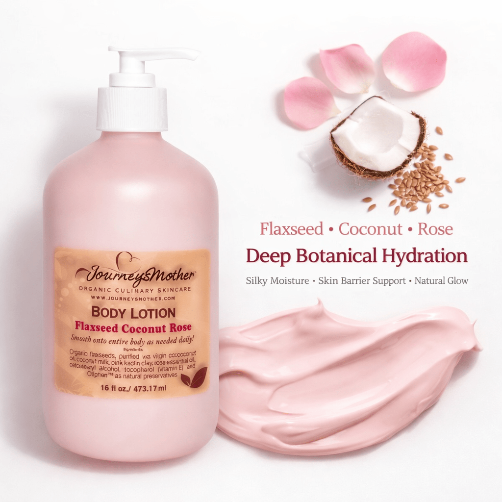Flaxseed and Coconut Rose Body Lotion - Journey's Mother Beauty Health and Fitness
